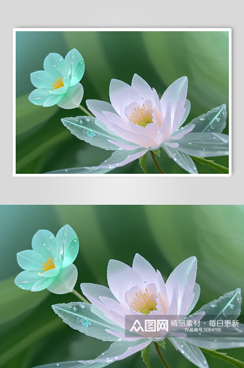 晶莹剔透风格的花朵数字艺术摄影图素材