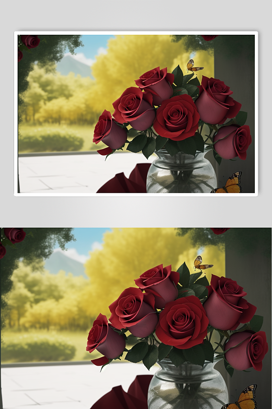 浪漫风玫瑰花数字艺术摄影图