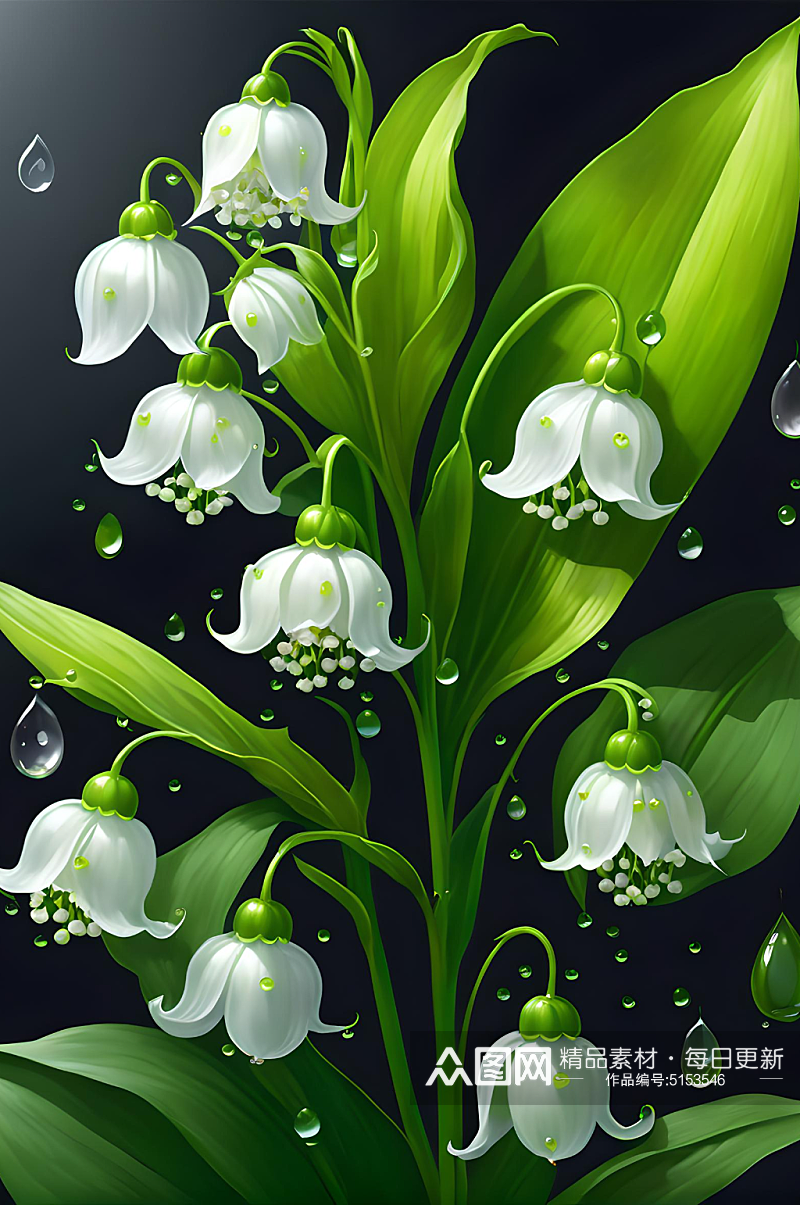 绿色自然风铃兰花图片素材