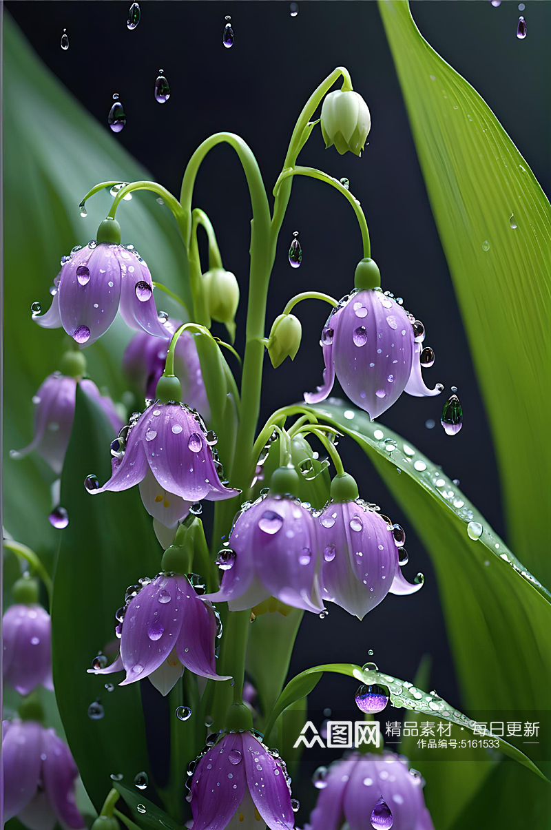 紫色自然风铃兰花图片素材