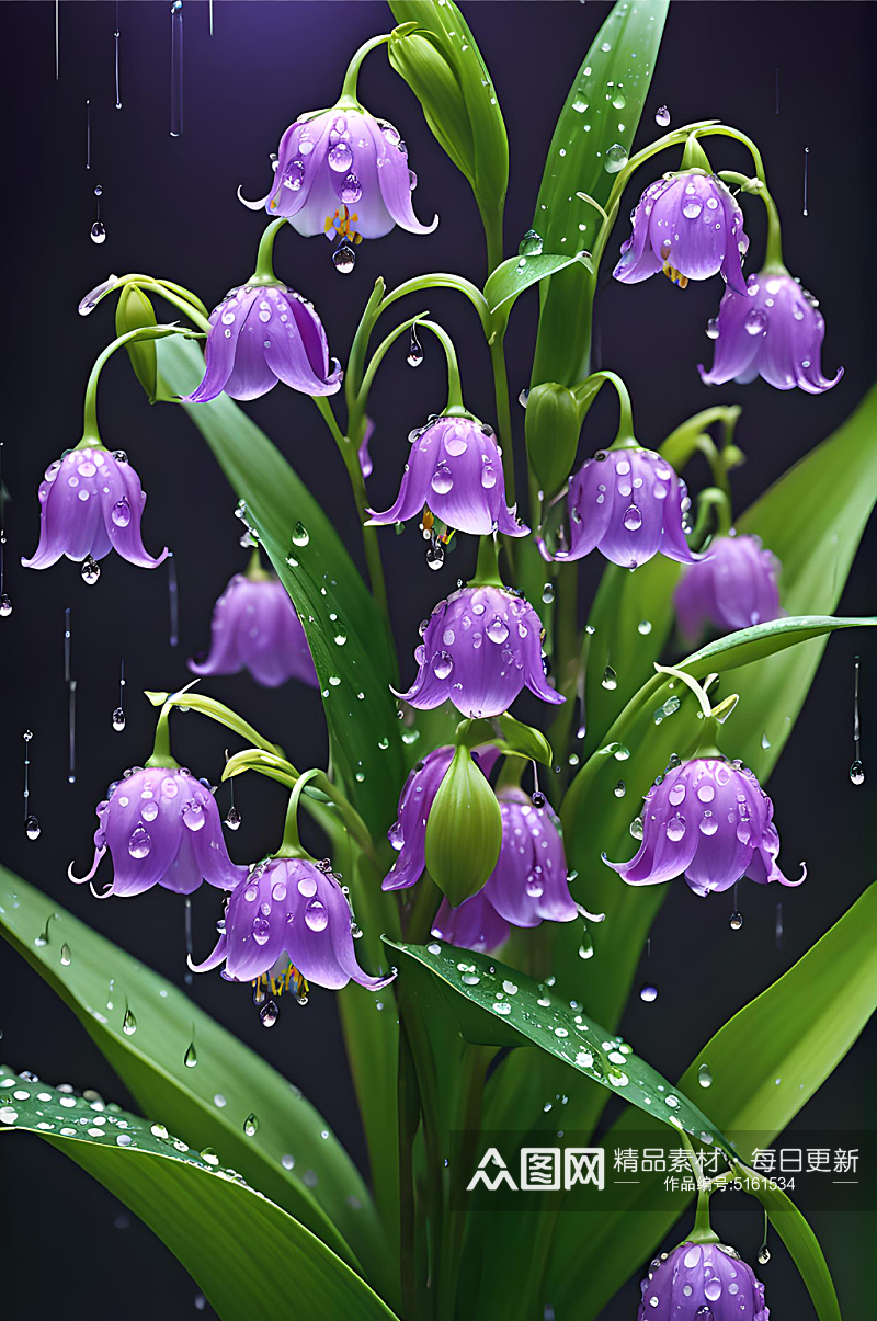 紫色自然风铃兰花图片素材