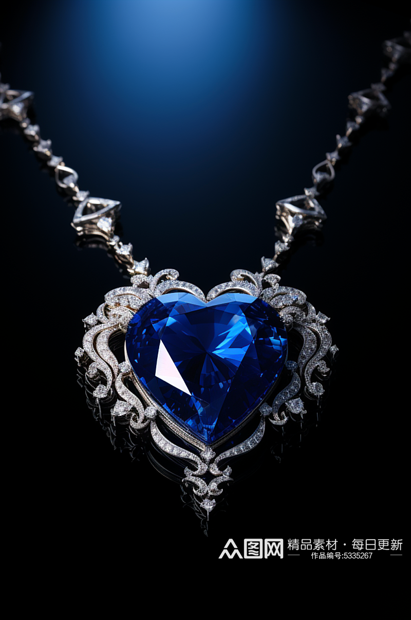 蓝宝石项链数字艺术图片素材