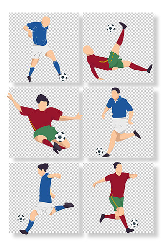 扁平化手绘世界杯足球运动员元素插画