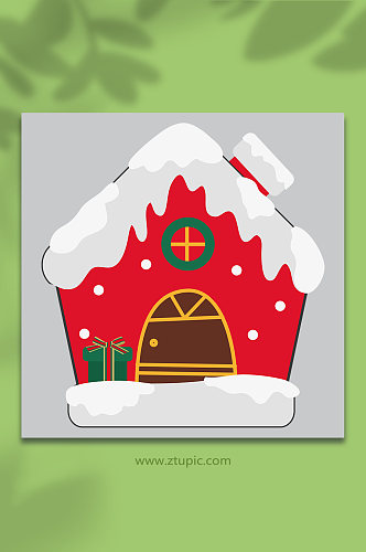 房子可爱矢量圣诞节元素插画