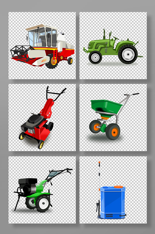 写实风格农业机械设备元素插画