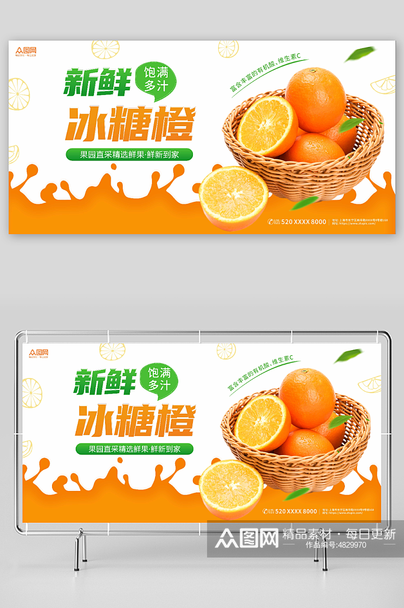 冰糖橙橙子摄影图宣传展板素材