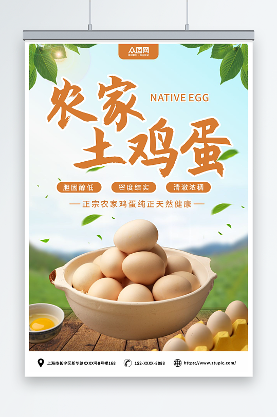 小清新农家土鸡蛋宣传海报