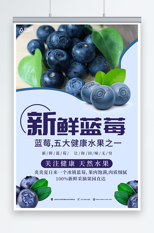 天然健康蓝莓水果店图片海报