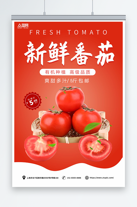 简约有机番茄西红柿蔬果海报