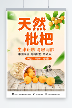 天然新鲜枇杷夏季水果果园促销海报