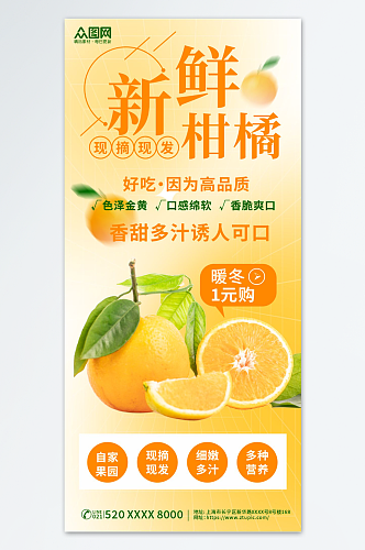 柑橘蜜橘橘子水果海报