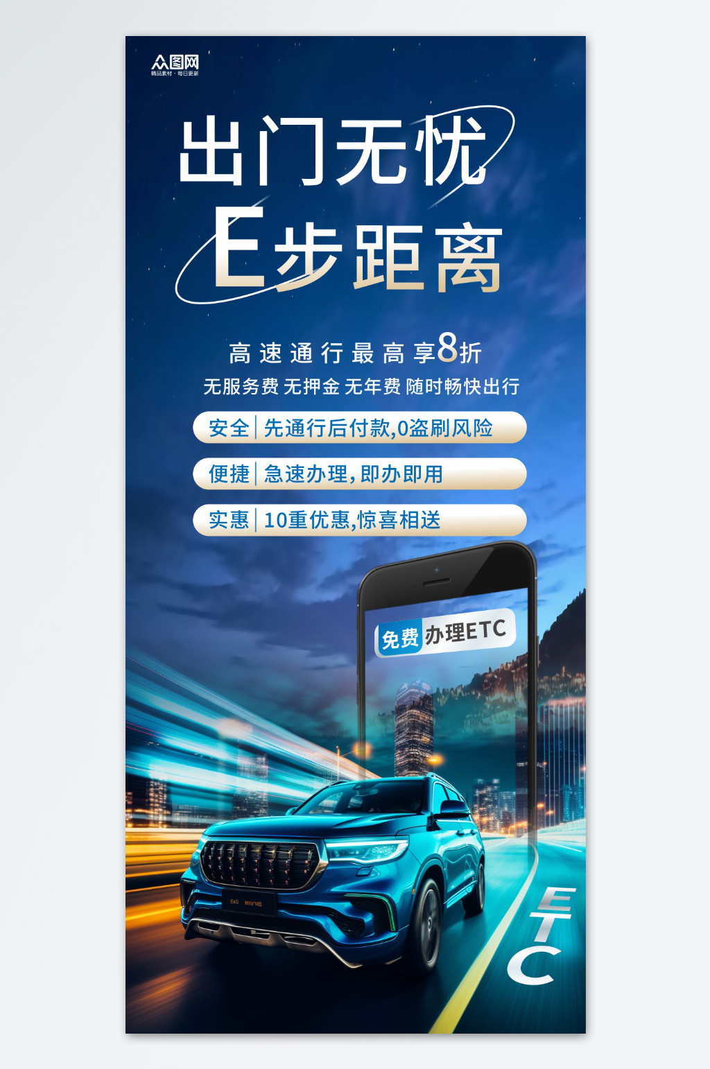 简约银行ETC办理宣传海报素材