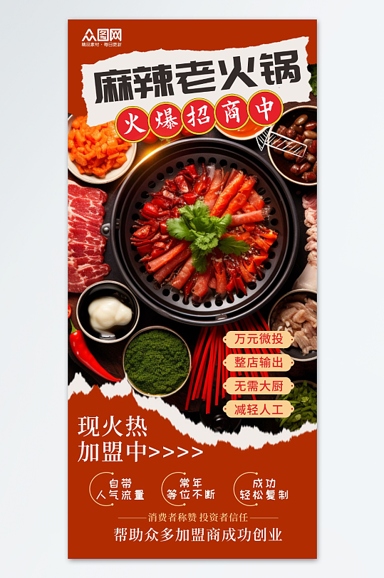 麻辣火鍋餐飲美食招商加盟海報(bào)