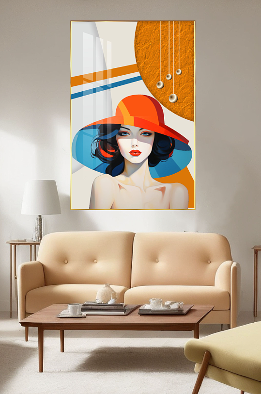 美女几何轻奢分层装饰画