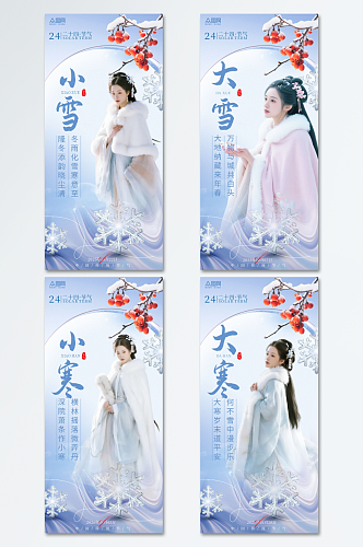 冬季系列节气小雪大雪小寒大寒海报