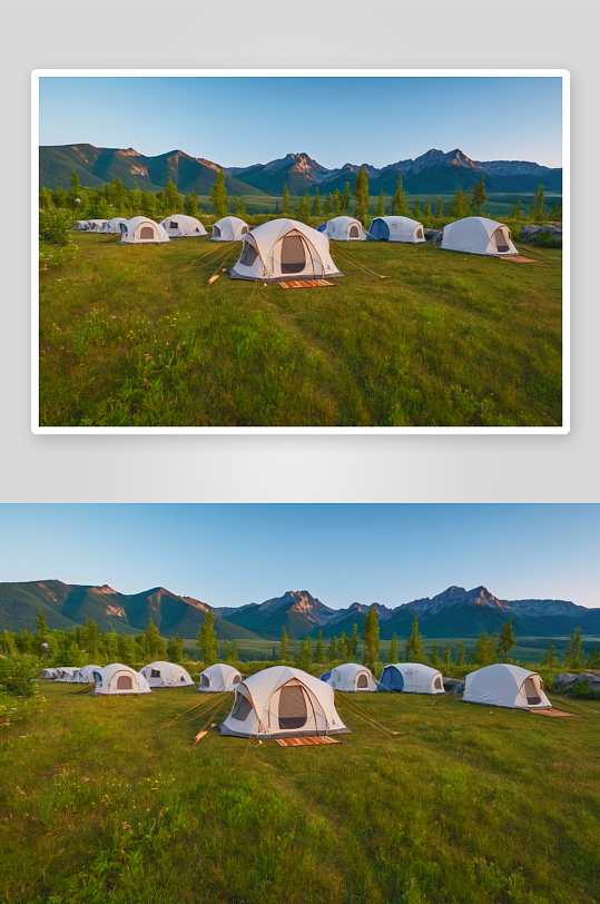 户外帐篷绿树草地摄影背景图