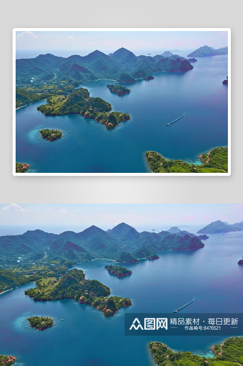 户外大海景蓝天白云草地风景高清图像素材