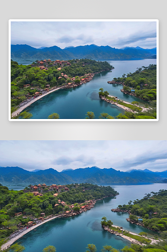 户外大海景蓝天白云草地风景高清图像