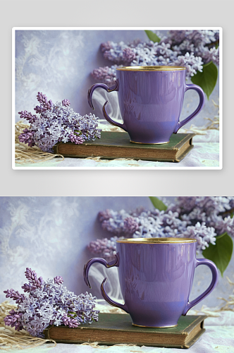 紫色杯子摄影高清图片