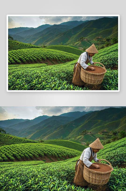 茶叶收获季节摄影特写素材图像