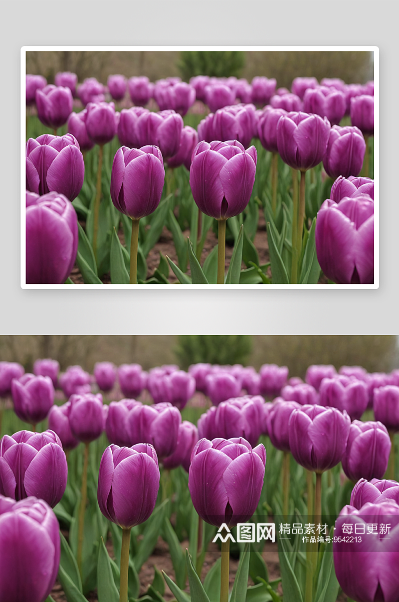 春天紫色郁金香图片素材
