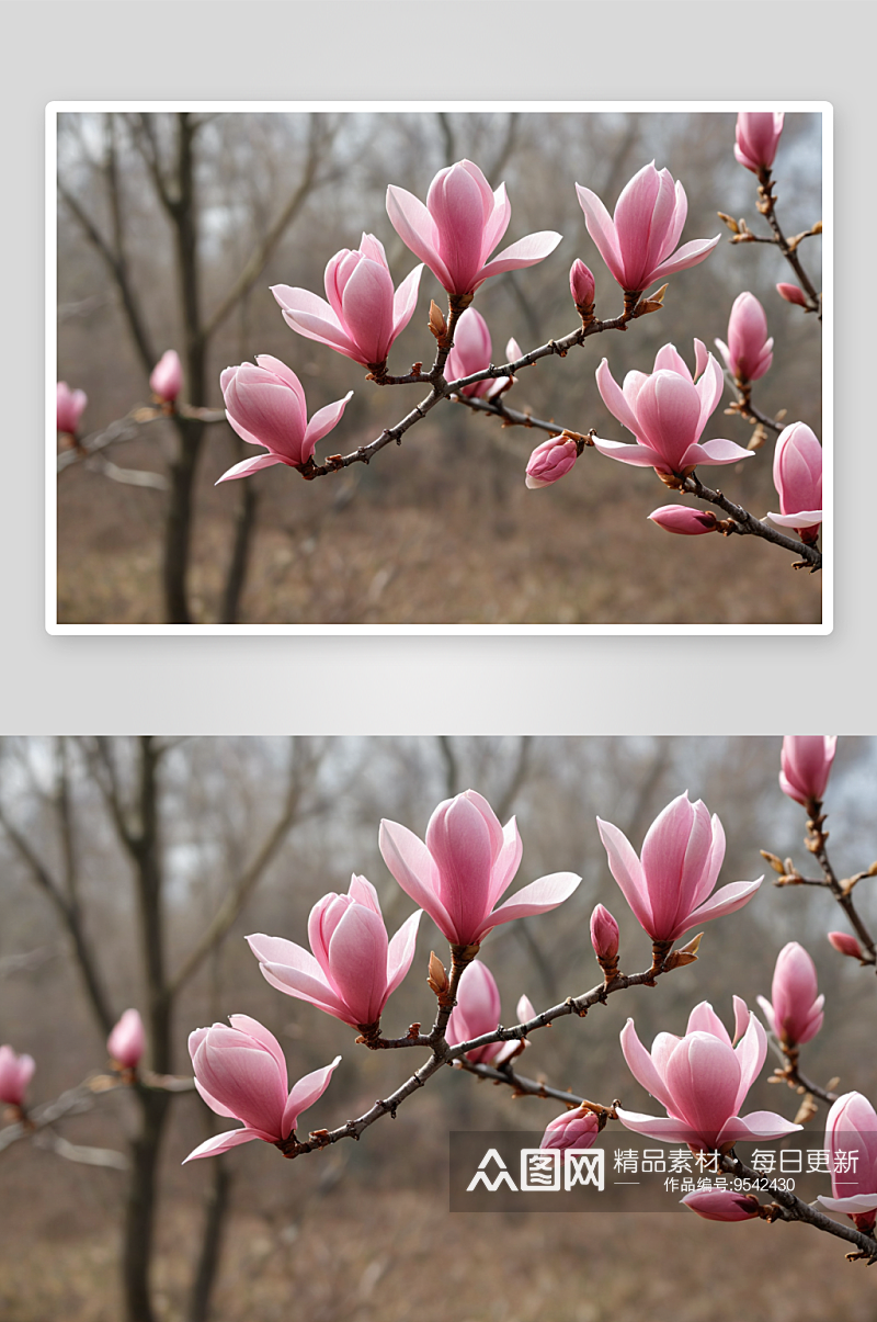 春天粉红色玉兰花花苞图片素材