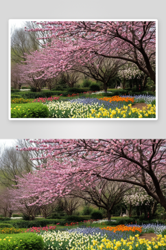 春天春色满园植物园鲜花盛开图片