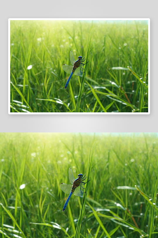 春天草地蜻蜓图片