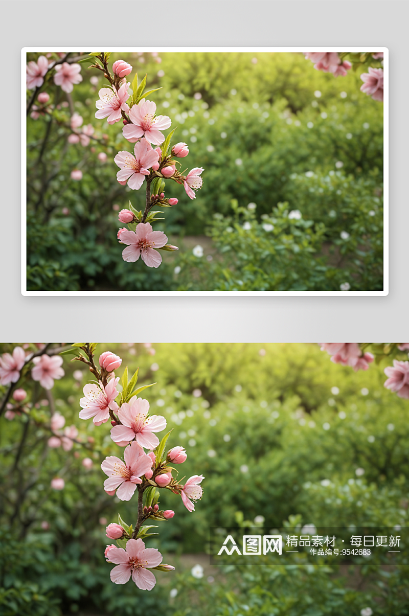 春季美丽乡村桃花园花卉特写图片素材