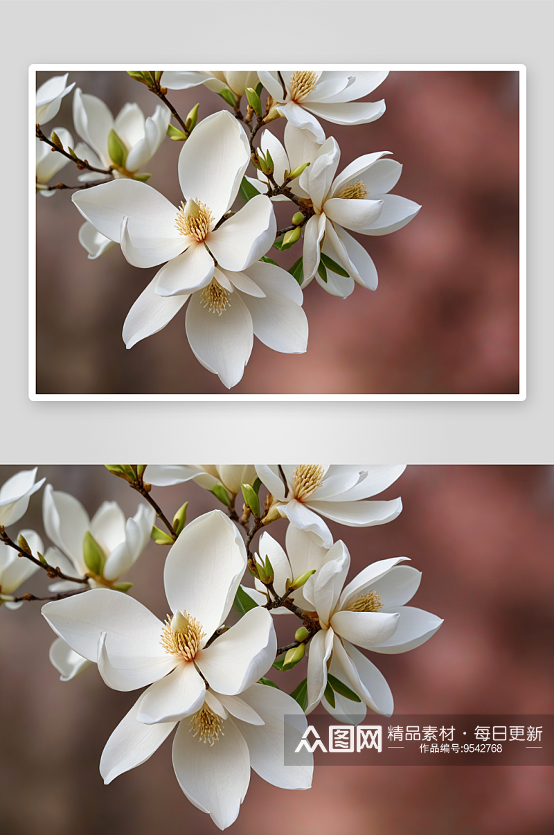 春季白色玉兰特写图片素材