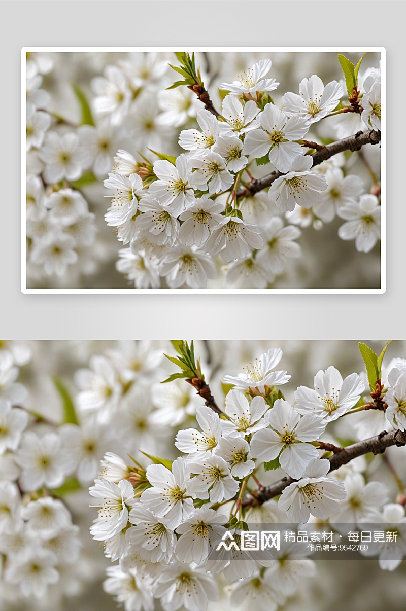 春季白色樱桃花特写图片素材