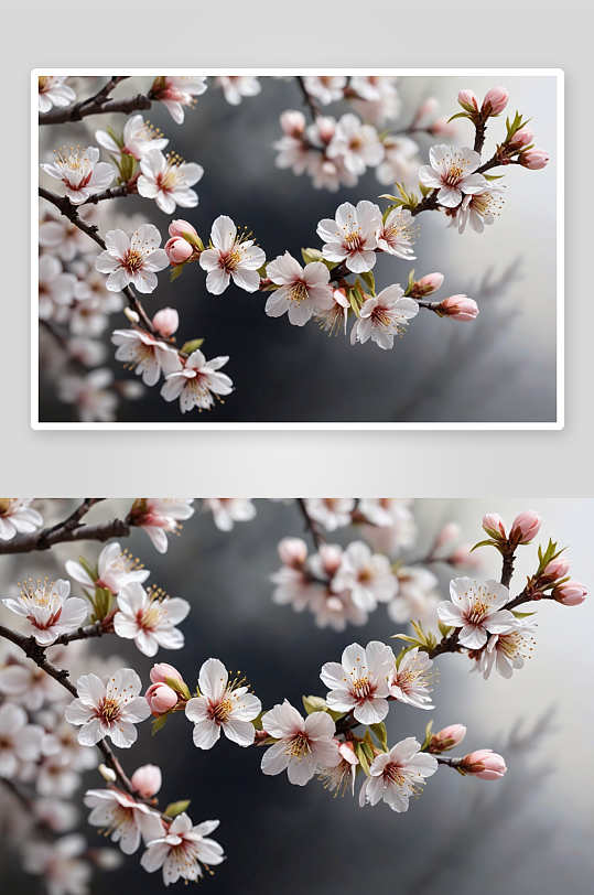 春季白色桃花特写图片
