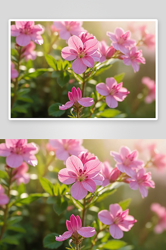 晨曦粉红色开花植物特写图片