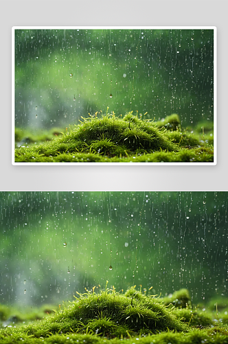 美丽苔藓雨水背景图片