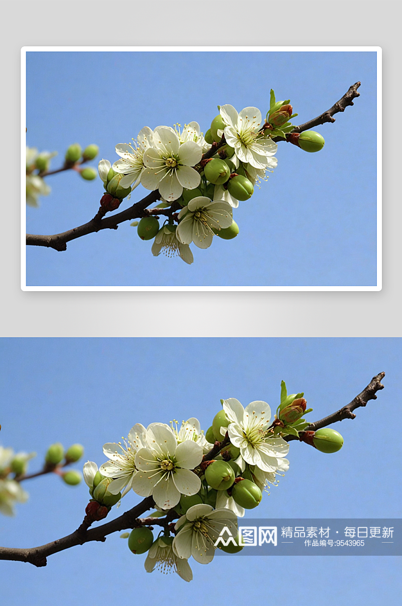 梅花品种名六绿萼梅图片素材