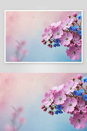 蓝色粉色满花丛背景图图片