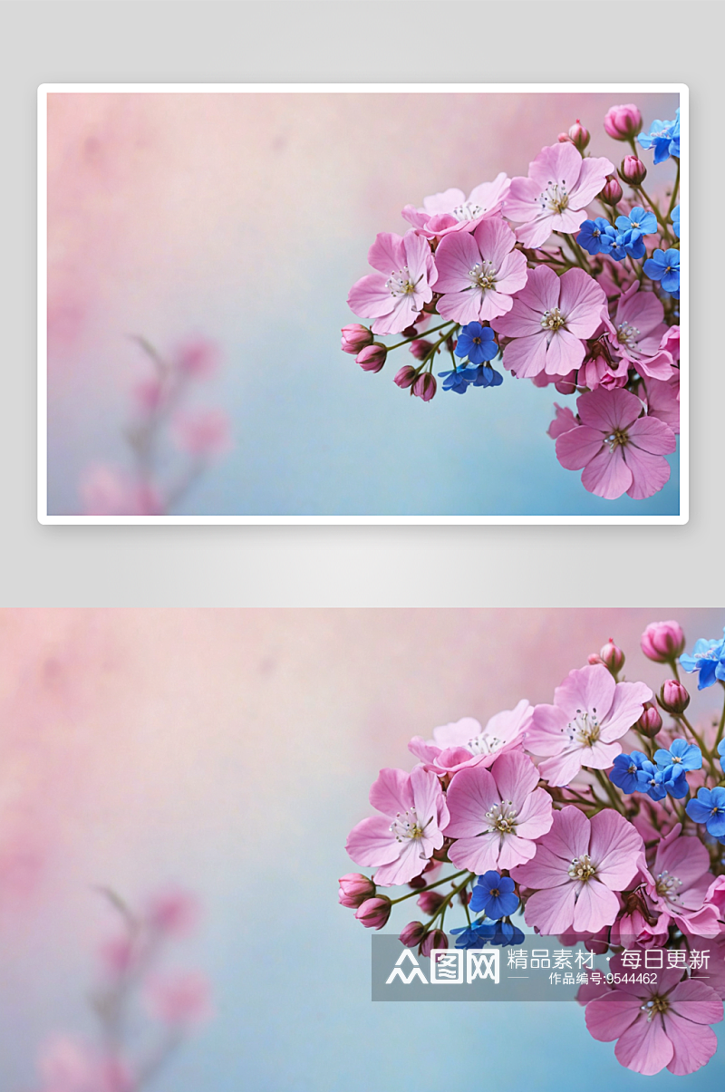 蓝色粉色满花丛背景图图片素材