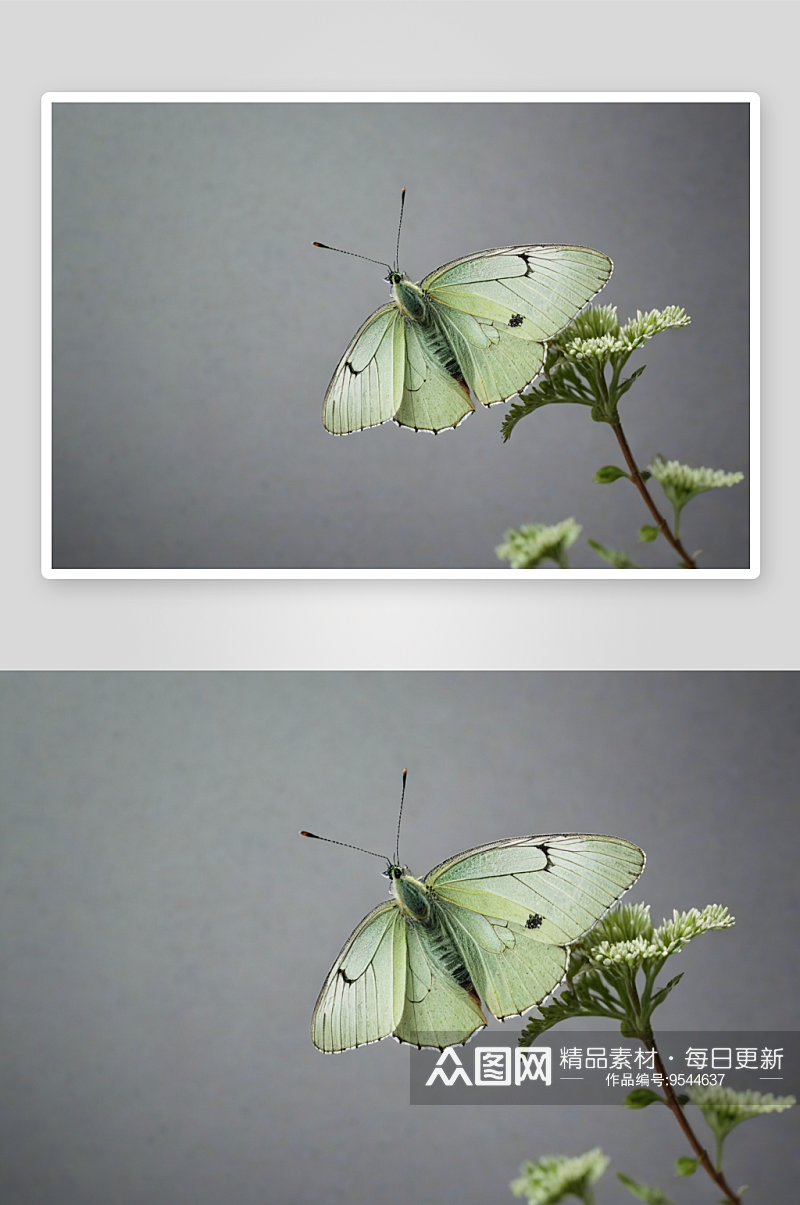 灰色背景下一株淡绿色蝴蝶兰特写图片素材