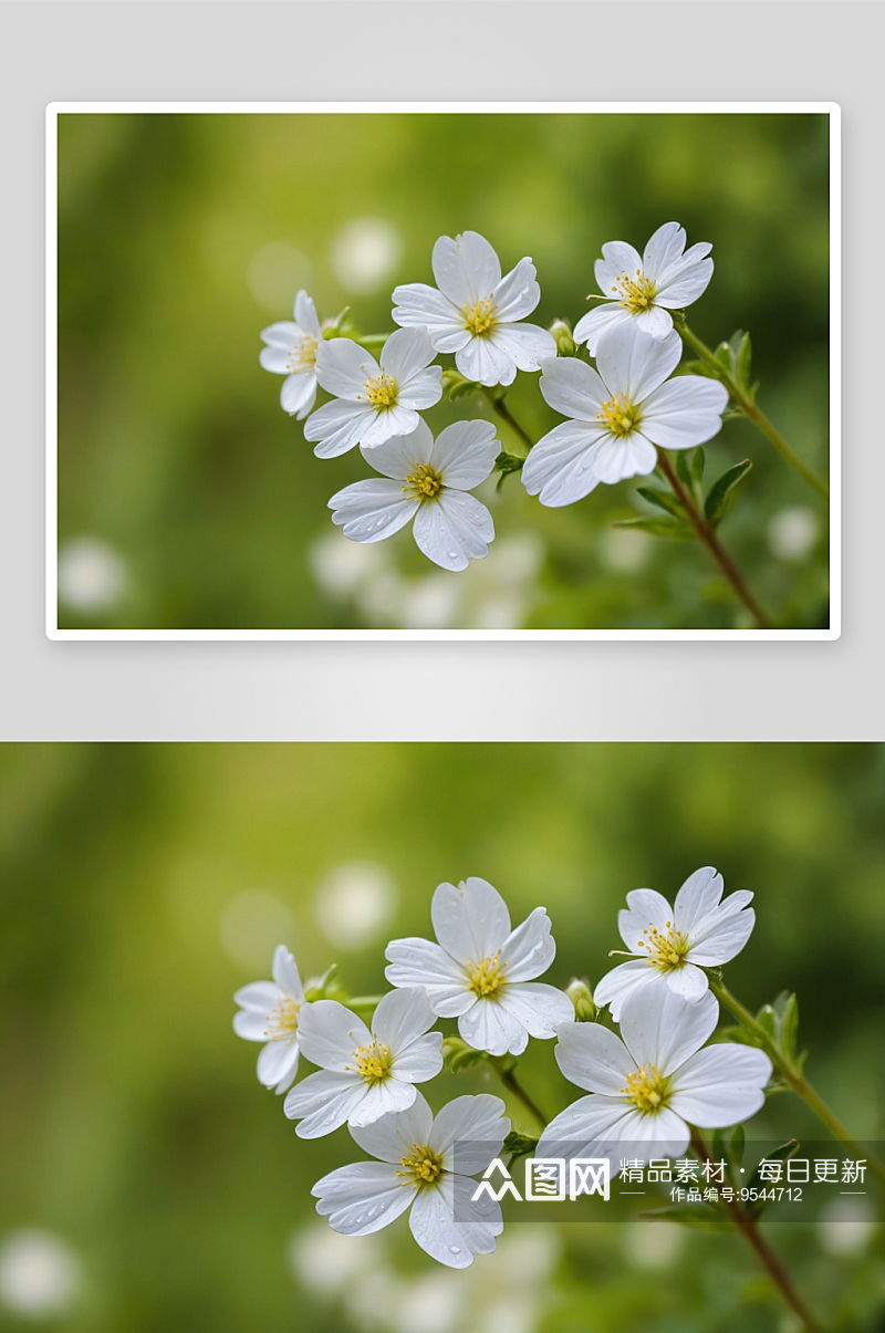 花园中盛开白色小花图片素材