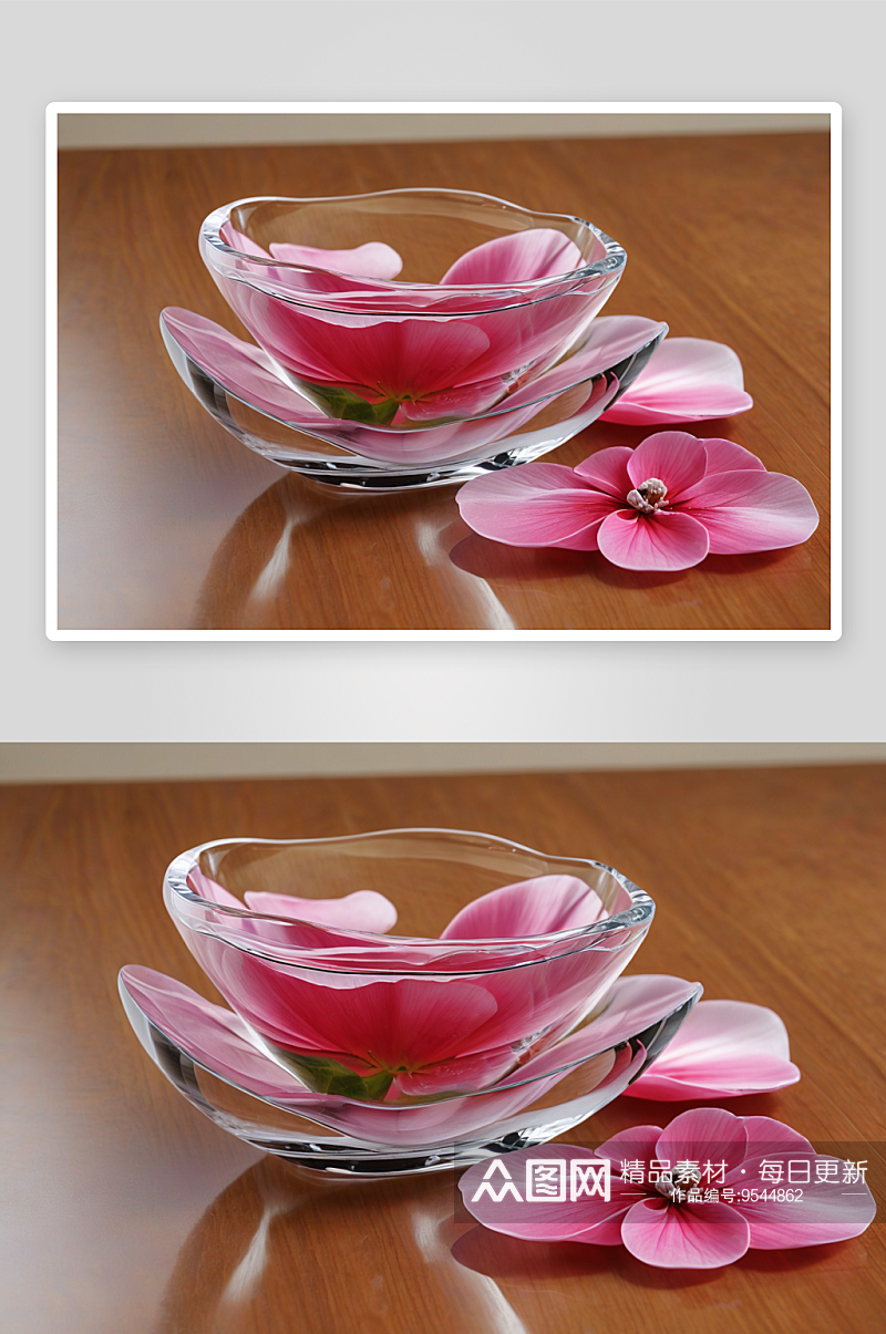 花瓣玻璃杯透明宁静图片素材