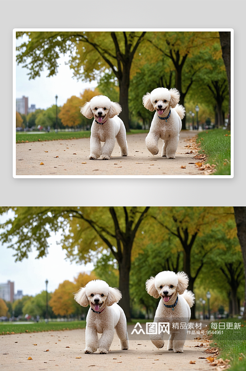 公园里快乐贵宾犬图片素材