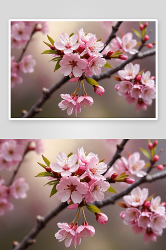 粉红色樱花花朵特写图片
