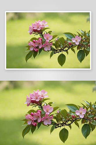 粉红色海棠花植物特写镜头图片