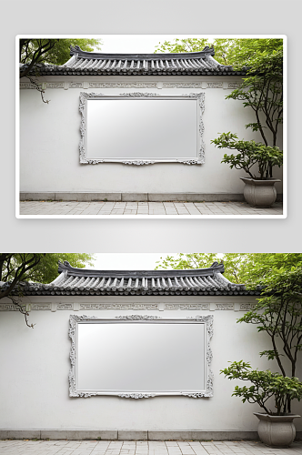 中式庭院白墙空镜元素背景图片