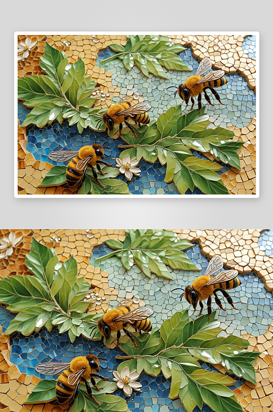 长寿花叶缘驻足小蜜蜂图片