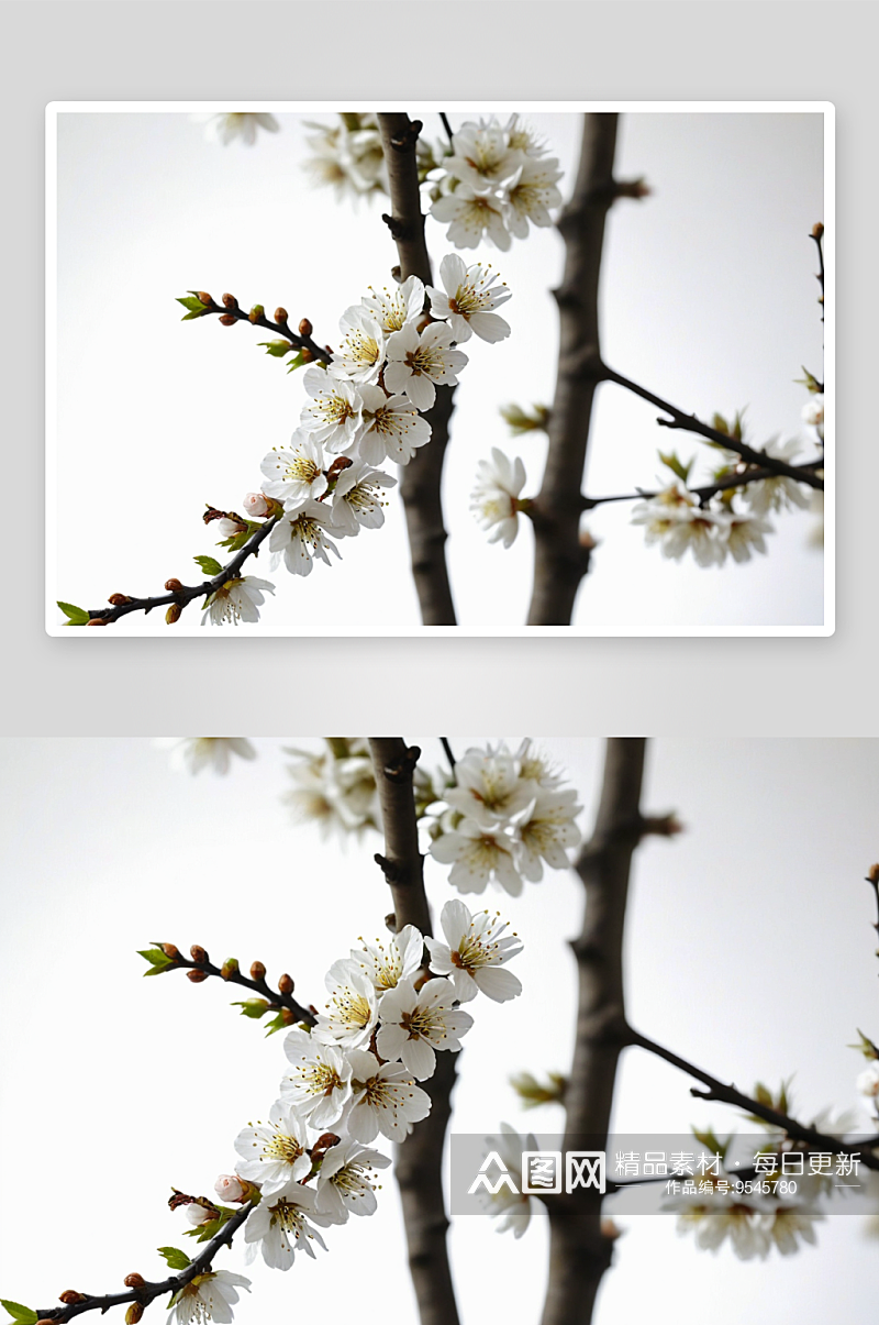 绽放白色梅花簇图片素材