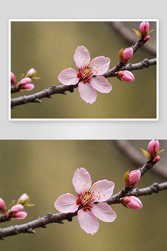 源东桃花源春季桃花开花特写图片