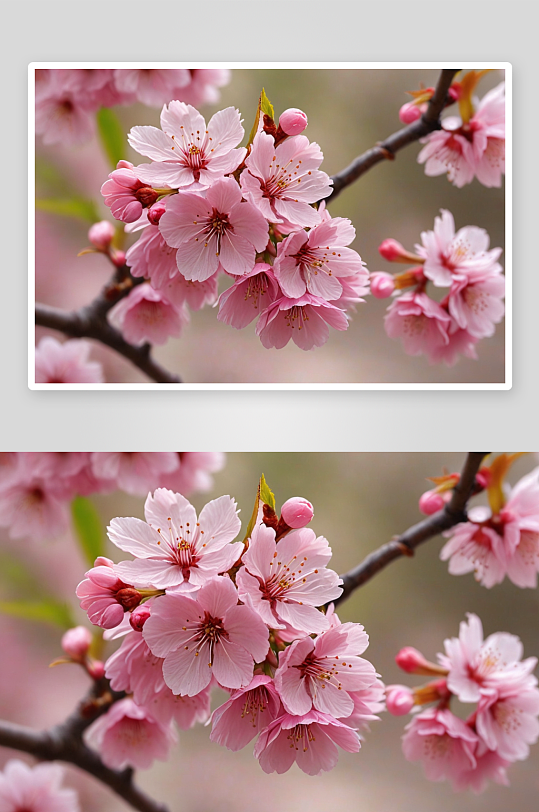 又樱花浪漫时一丛盛开粉色樱花图片