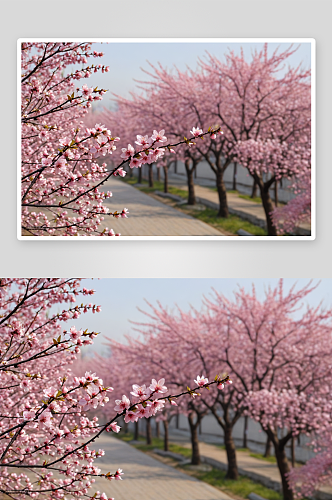 樱花树新芽高清特写花卉图片