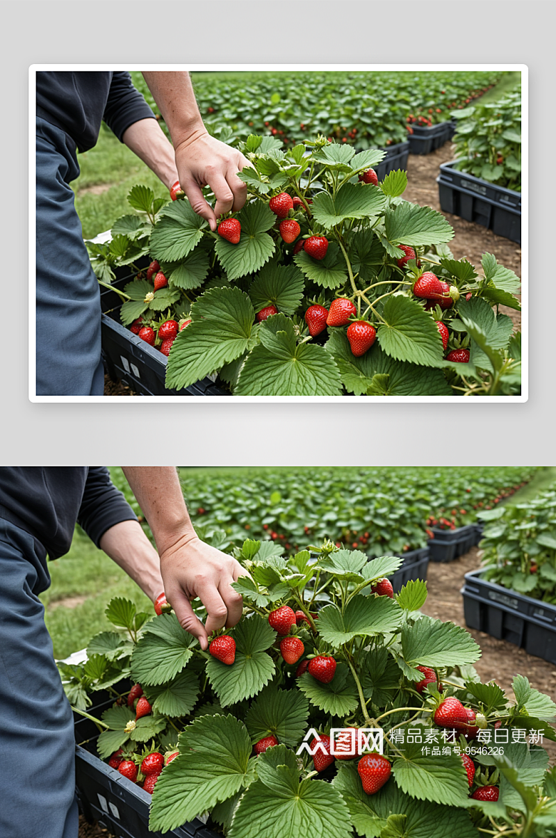 梧桐山草莓园草莓收获特写图片素材